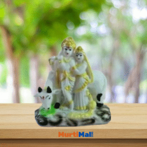 RadhaKrishna Polymarble Murti for Pooja Ghar| White
