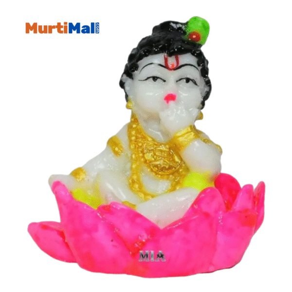 Cute Little Kamal Krishna Murti for Home and Car Dashboard | White