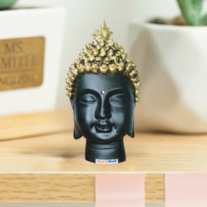 Beautiful Buddha Head Showpiece for Home Decor | Golden Black
