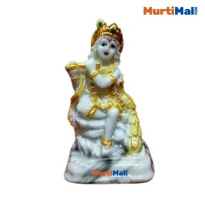 Cute Mor Krishna White Murti for Home Pooja Ghar
