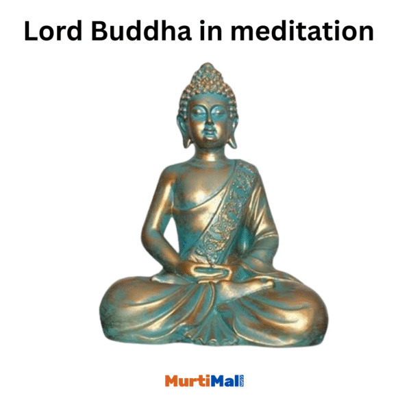 Golden Green Polymarble Buddha Statue for Home Decor | 10inch - Image 2