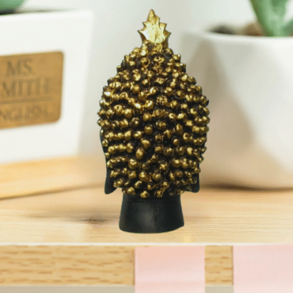 Beautiful Buddha Head Showpiece for Home Decor | Golden Black - Image 2