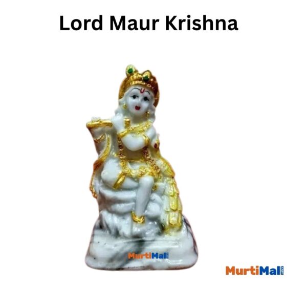 Cute Mor Krishna White Murti for Home Pooja Ghar - Image 4