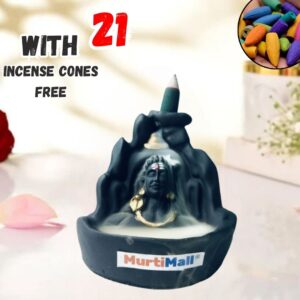 Lord Adiyogi Shiva Smoke Fountain for Home Decor Item| 21 Free Incense Cones| Black
