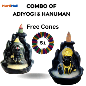 Combo Pack of Adiyogi & Hanuman Smoke Fountain | 51 Free Incense Cone