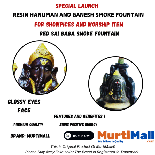 Combo Pack of Lord Ganesh & Adiyogi Smoke Fountain | 51 Free Incense Cone - Image 2