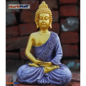 Polymarble Sitting Buddha for Home Decor| Golden Purple Color| 10 inch