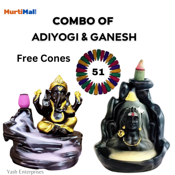 Combo Pack of Lord Ganesh & Adiyogi Smoke Fountain | 51 Free Incense Cone