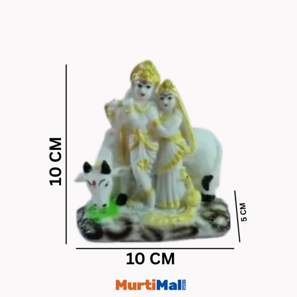 RadhaKrishna Polymarble Murti for Pooja Ghar| White - Image 3