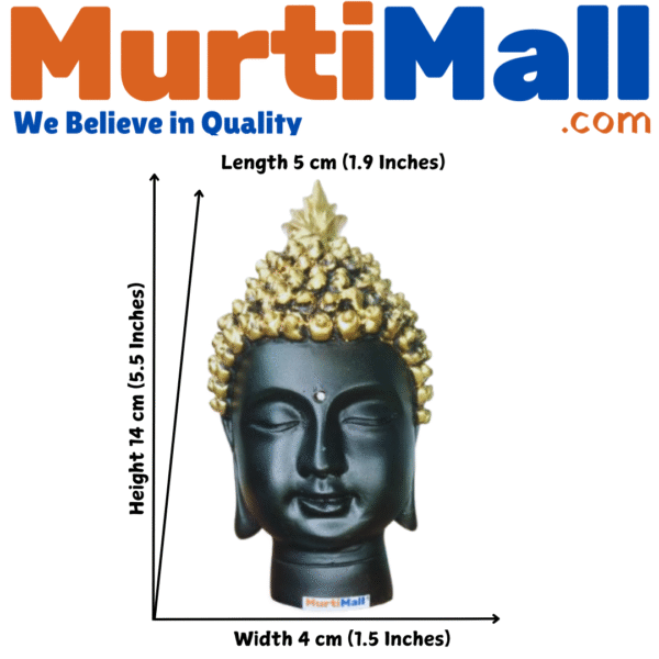 Beautiful Buddha Head Showpiece for Home Decor | Golden Black - Image 3