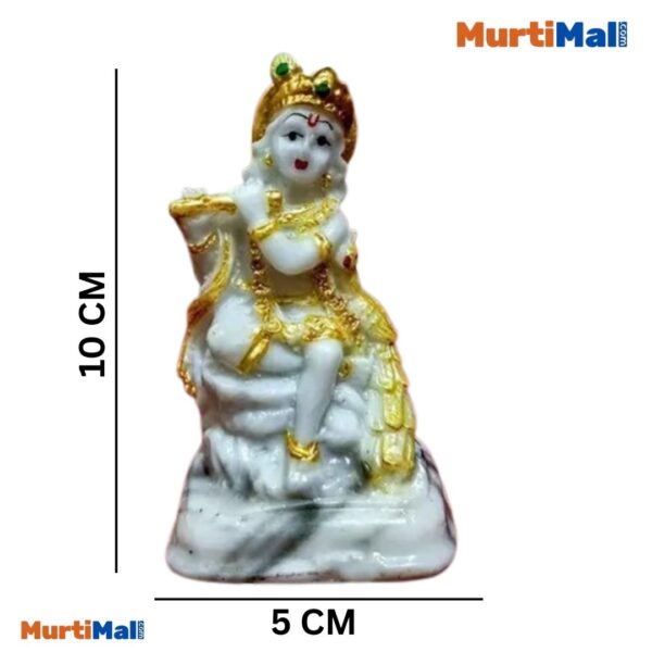 Cute Mor Krishna White Murti for Home Pooja Ghar - Image 5