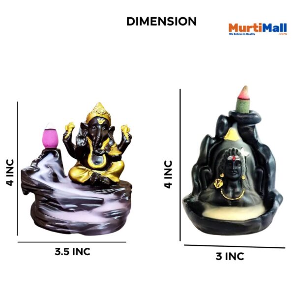 Combo Pack of 2 Smoke Fountains “Lord Ganesh & Adiyogi Statue” for Home Decor | Black| 101 Free Incense Cones - Image 2