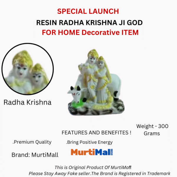 RadhaKrishna Polymarble Murti for Pooja Ghar| White - Image 4