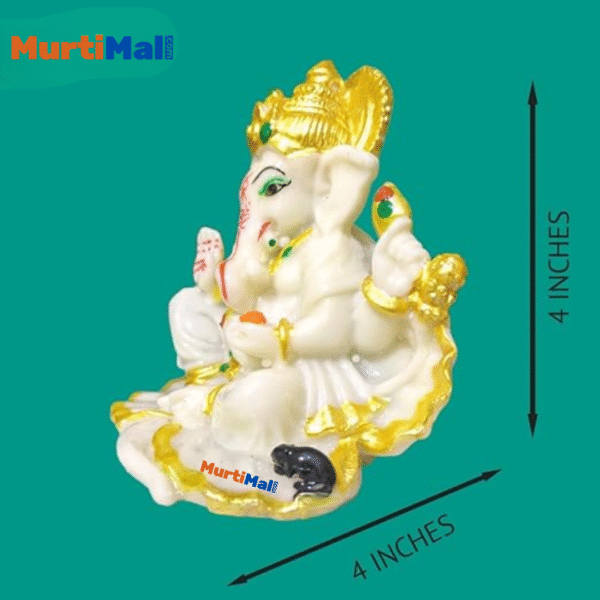 Cute White Polymarble Lord Ganesh for Home/Office Temple - Image 4