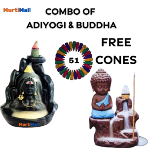 Combo Pack of Lord Adiyogi & Buddha Smoke Fountain | 51 Free Incense Cone