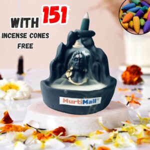 Lord Adiyogi Shiva Smoke Fountain for Home Decor Item| 151 Free Incense Cones| Black