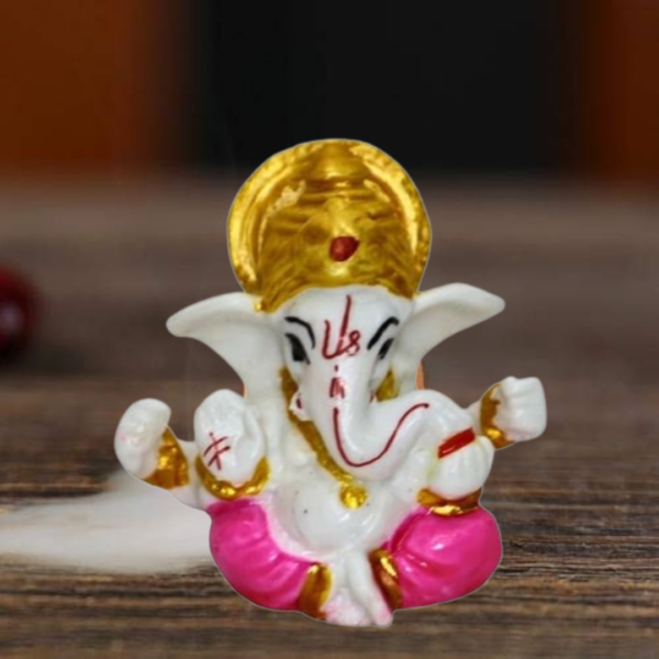 Cute Ganesh Statue for Home Temple and Dashboard | Pink Color - Image 4