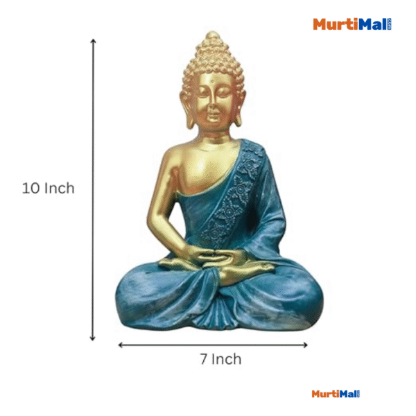 Blue Polymarble Buddha in Big size for Home Decor| 10inch Buddha | Blue - Image 3