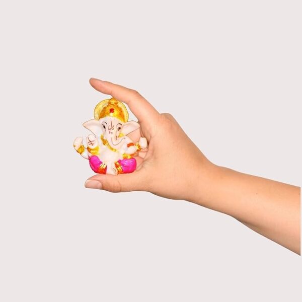 Cute Ganesh Statue for Home Temple and Dashboard | Pink Color - Image 3