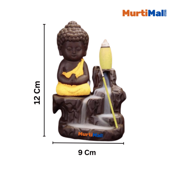 Meditation Buddha Smoke Fountain for Home Decor with 51 Cones| Yellow - Image 3