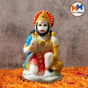 MurtiMall Sankat Mochan Mahabali Bajrang Bali Hanuman Marble Statue for Pooja Ghar and Car Dashboard