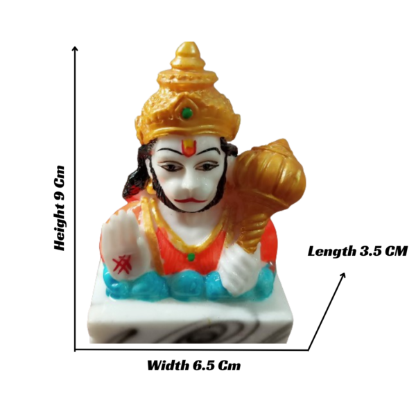 MurtiMall Sanakt Mochan Adi Hanuman Ji Marble Statue for Car Dashboard - Image 2