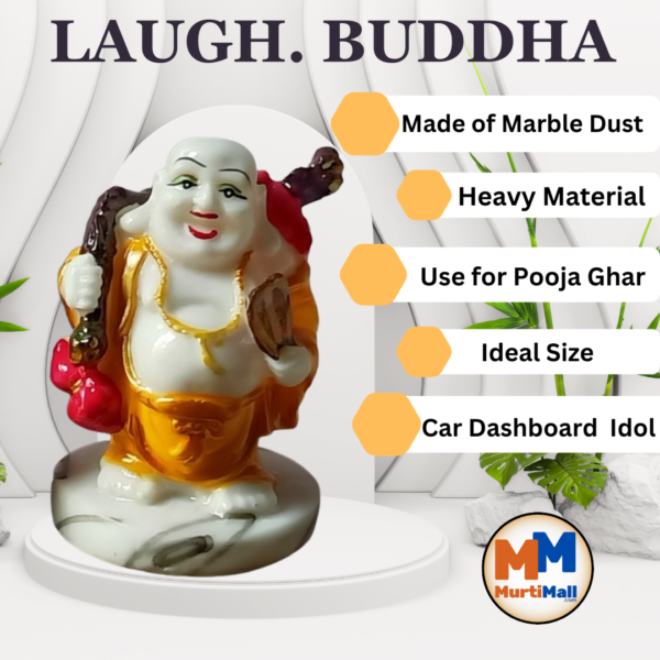 MurtiMall Laughing Monk Buddha for Home Decor - Yellow - Image 4