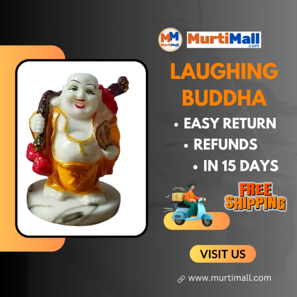 MurtiMall Laughing Monk Buddha for Home Decor - Yellow - Image 5