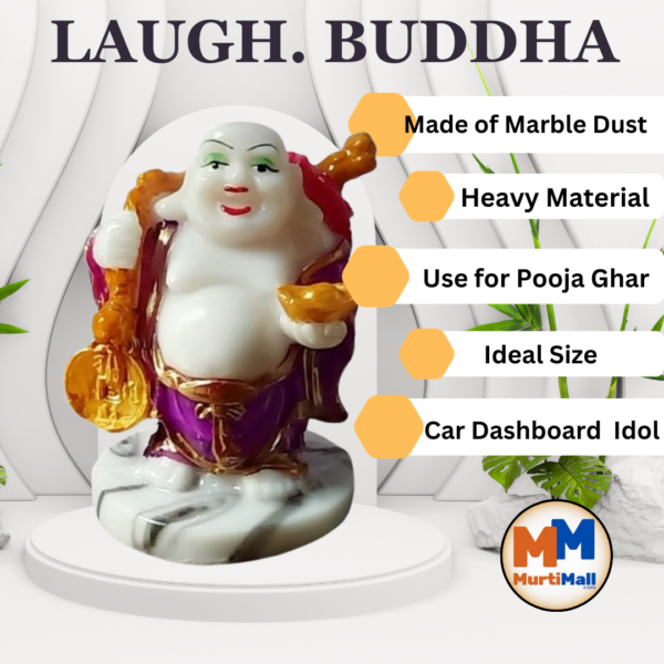 MurtiMall Laughing Monk Buddha for Home Decor - Purple - Image 6