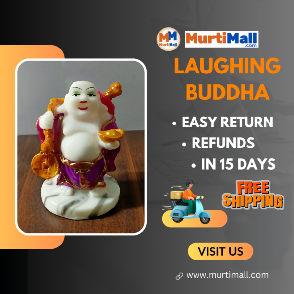 MurtiMall Laughing Monk Buddha for Home Decor - Purple - Image 7