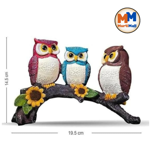 MurtiMall 3 Owl on Tree Showpiece Resin Statue for Home Decor - Image 2