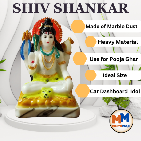 MurtiMall Shiv Shankar Mahadev Marble Statue for Home Temple - Image 9