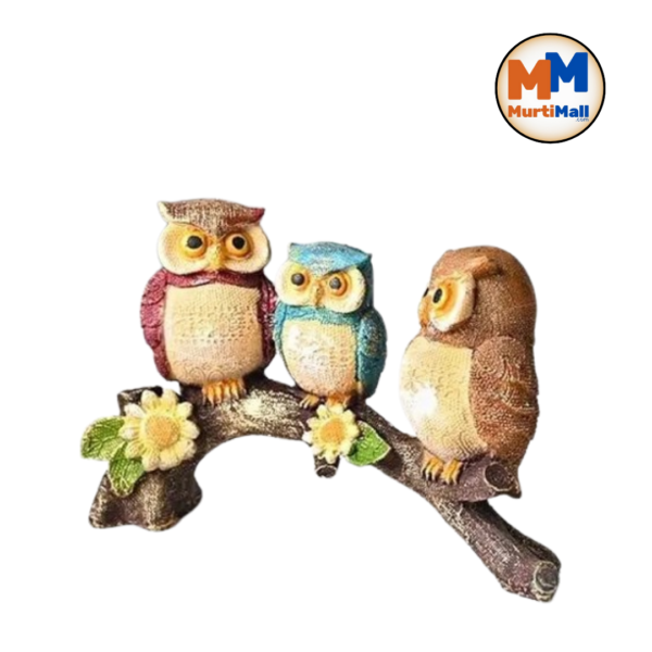 MurtiMall 3 Owl on Tree Showpiece Resin Statue for Home Decor - Image 4