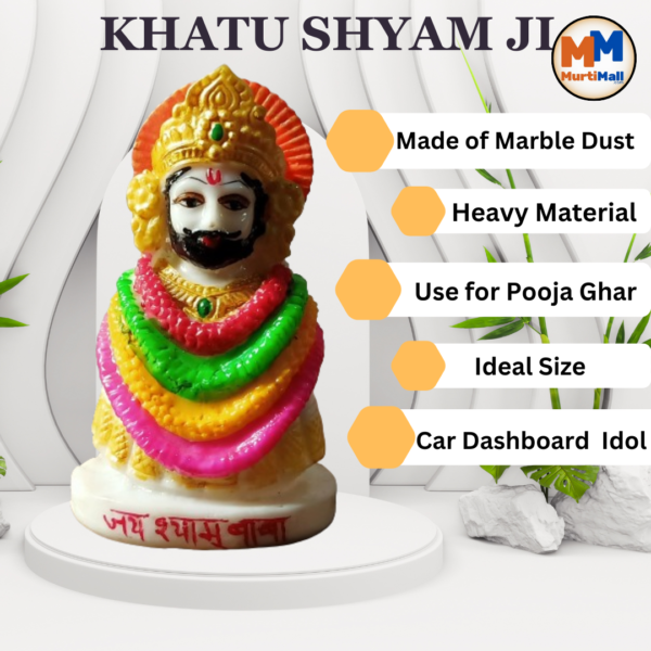 MurtiMall Khatu Shyam Ji White Marble Statue for Home Temple - Image 6