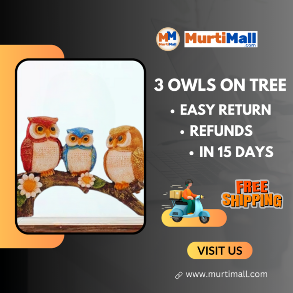 MurtiMall 3 Owl on Tree Showpiece Resin Statue for Home Decor - Image 7