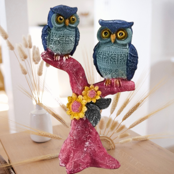 Enhance Your Living Area with 2 Owls on Tree Decor