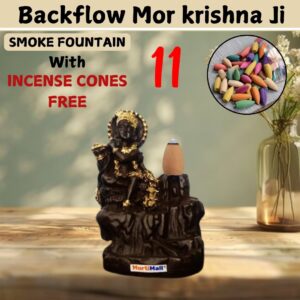 The Perfect Statue for Your Temple: Flute Krishna Smoke Fountain with 11 Backflow Incense Cones