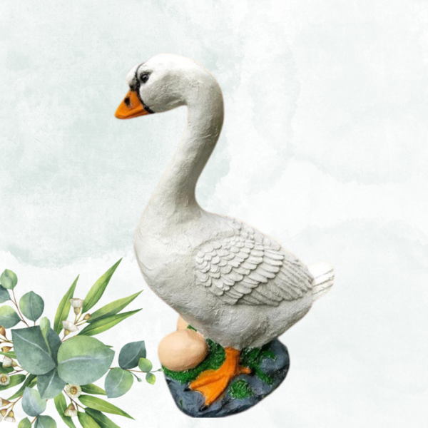 MurtiMall Duck Statue for Balcony and Garden Decoration - 1 feet (12 Inch) - White, Orange - Image 3