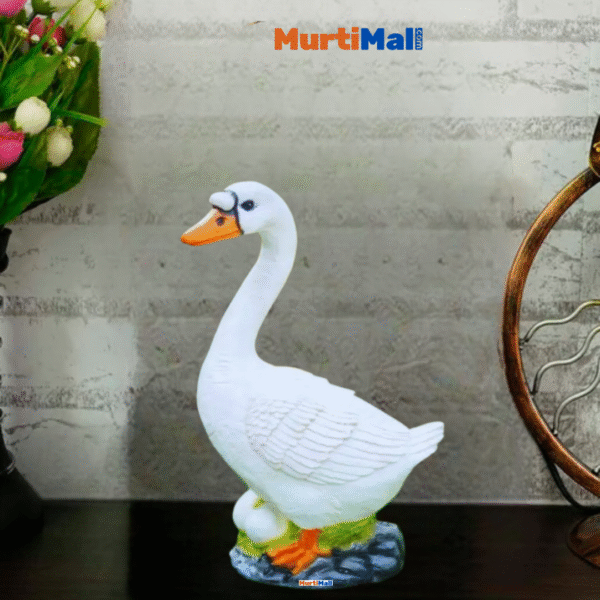 MurtiMall Duck Statue for Balcony and Garden Decoration - 1 feet (12 Inch) - White, Orange - Image 6