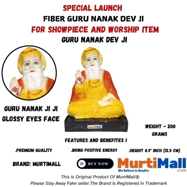 Exquisite Marble Finish Guru Nanak Dev Ji Statue for Your Home Temple - Image 7