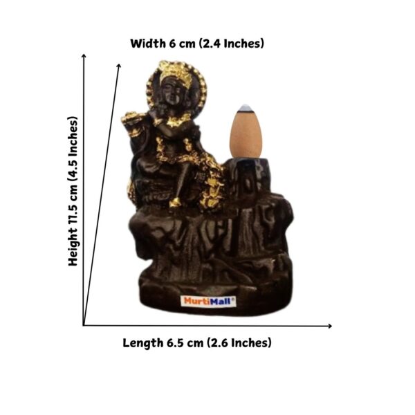 The Perfect Statue for Your Temple: Flute Krishna Smoke Fountain with 11 Backflow Incense Cones - Image 2