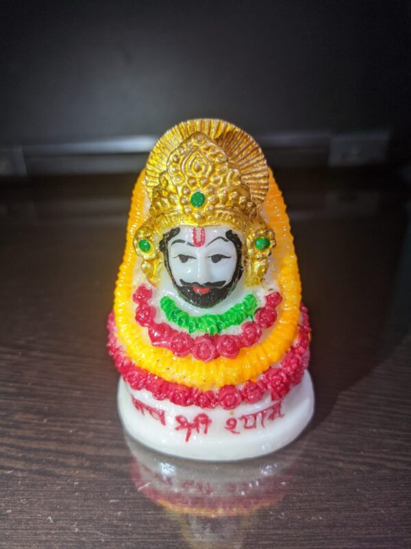 Elegant White Marble Khatu Shyam Ji Statue for Car Dashboard - Image 4