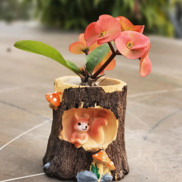 Rustic Tree Trunk Flower Pot for Garden, Balcony, or Table Decor