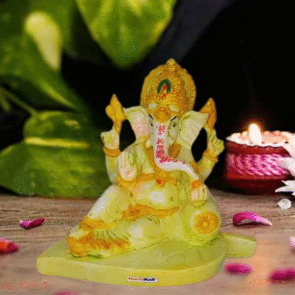 Leaf Pillow Ganesh Idol – Peaceful Home Decor for Temple & Gifting