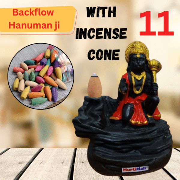 Backflow Lord Hanuman Murti – Spiritual Decor with Incense Effect