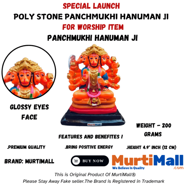 Panchmukhi Hanuman Statue – Five-Faced Idol for Protection & Spiritual Energy - Image 4