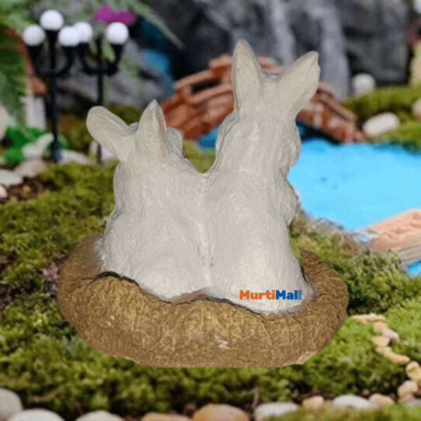 Twin Rabbits Marble Figurine Set