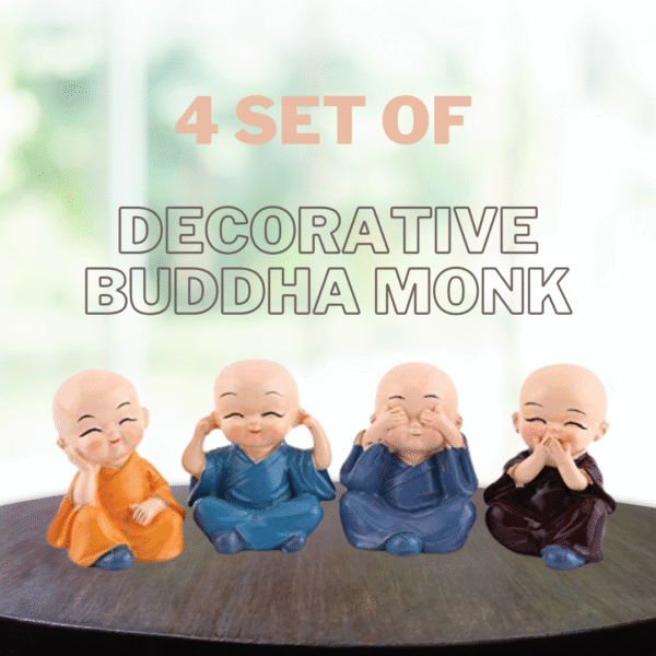 Showpiece and Gift Idol Baby Monk Buddha Multicoloured Figurines Statue Set of 4 pieces with Box Packing - Image 2