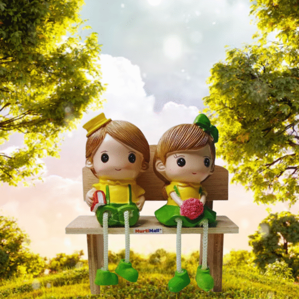 cute boy and girl hanging legs showpiece