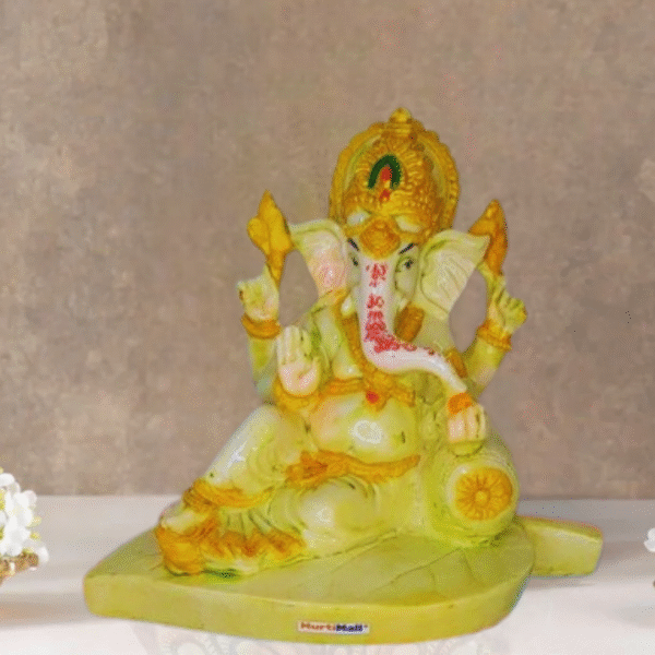 Leaf Pillow Ganesh Idol – Peaceful Home Decor for Temple & Gifting - Image 2